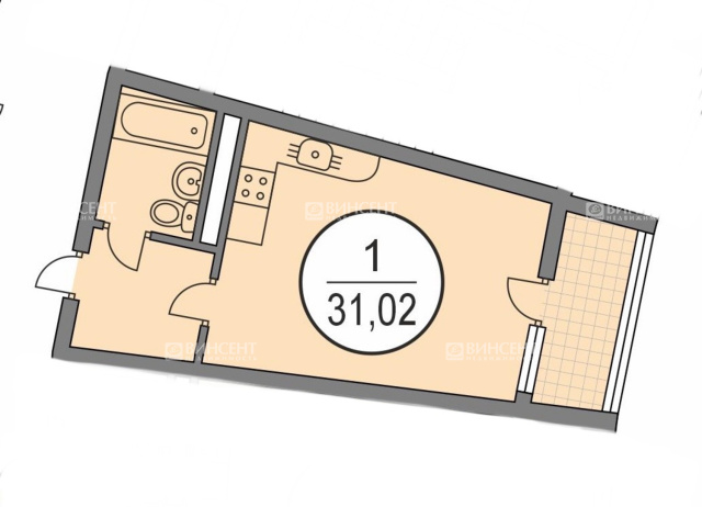 Квартира с просторным балконом 
